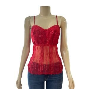 Vtg Kaelyn Max Womens Babydoll Top Size L Fairy Vamp Sexy Y2K Whimsigoth Red